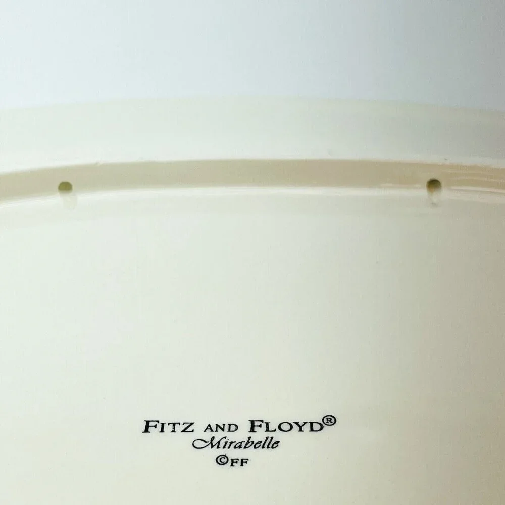 XL Fitz & Floyd Porcelain Oval Platter Embossed Mirabelle Pattern Blue Yellow - Picture 7 of 12